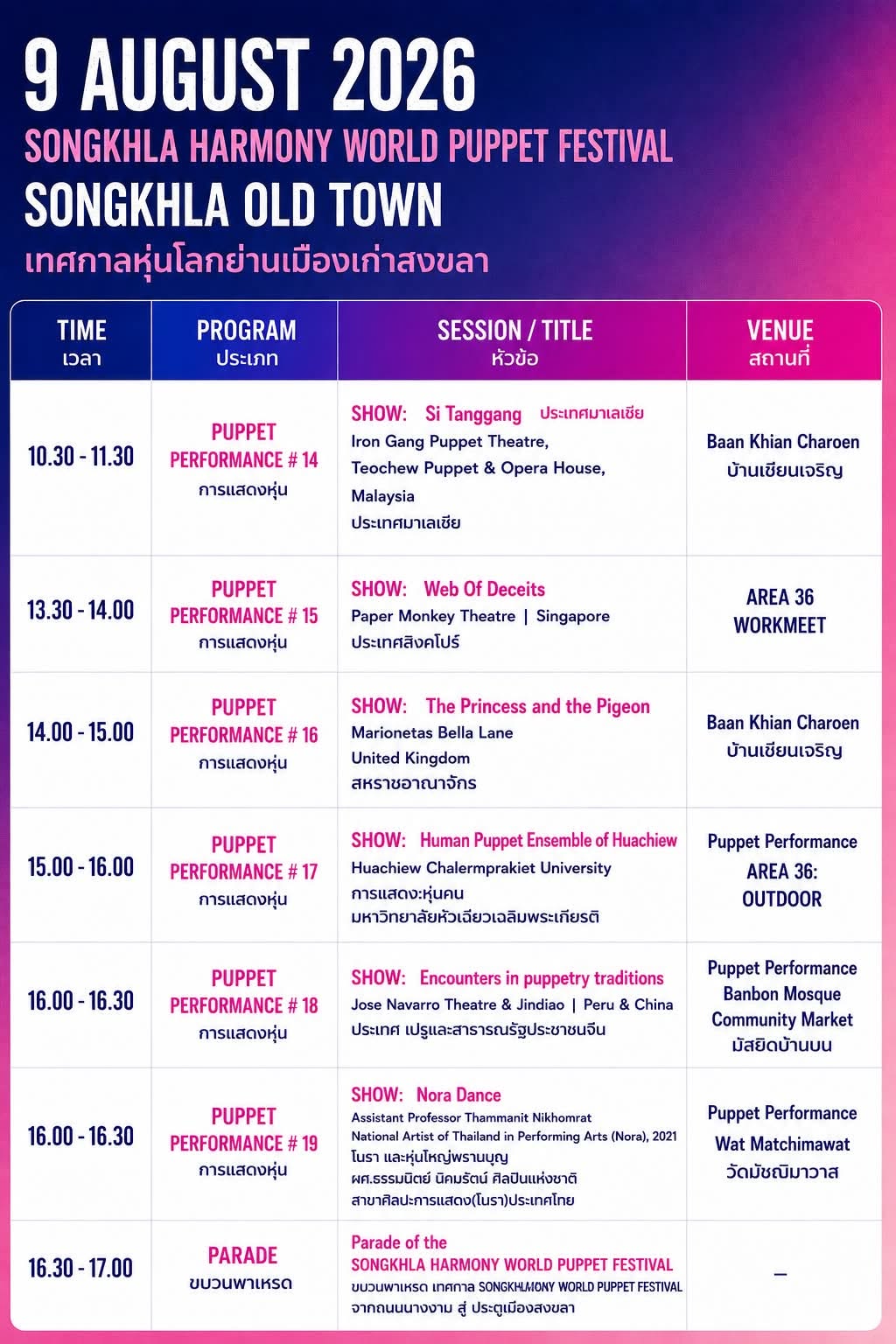 PROGRAM | 9 August 2026